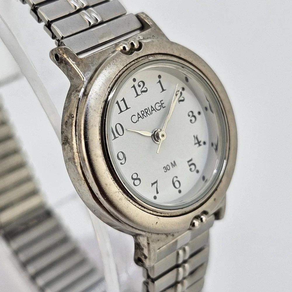 Carriage Timex Women's Watch 25MM White Dial Gray Expansion Band‎ 6